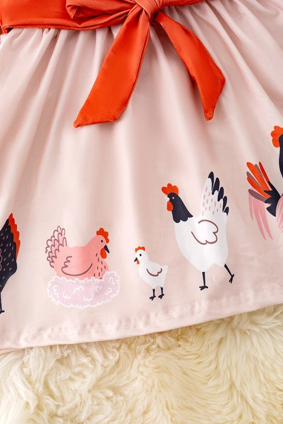 Playful Chicken Printed Dress