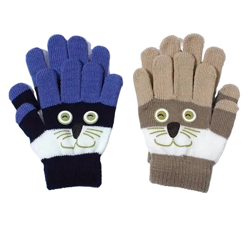 2-4Y Cute Knitted Gloves with Doggy Mustache