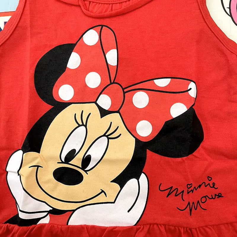 Red tank top with Minnie Mouse design and signature