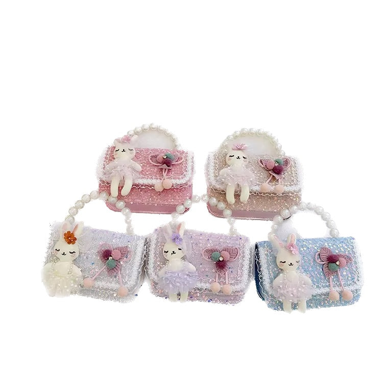 Adorable small purses for children decorated beautiful in rabbit sequin and flower 