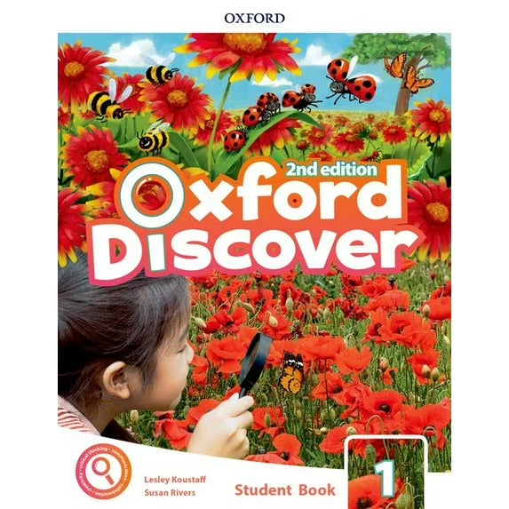 Oxford Discover 2nd edition Student Book cover with a girl examining flowers and butterflies.