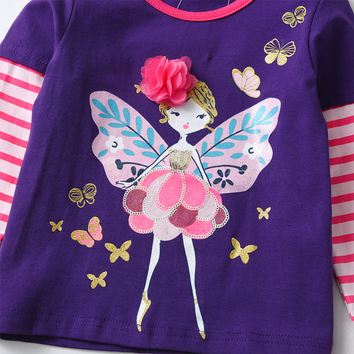 Children's shirt with fairy design on a purple background