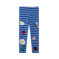 Blue Flower Bird Cotton Pants for Stylish Girls