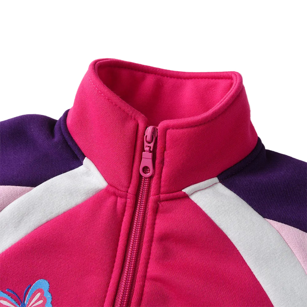 Children Winter Coat Fleece Zipper Jacket For Girls Butterfly Thick