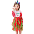 Christmas Snowflake Cotton Mesh Long Sleeve Dress