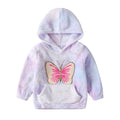 Children's hoodie with a pink butterfly design on a white background