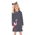 Black and White Cotton Flamingo Long Sleeved Hood Dress/Tunic/Tunic