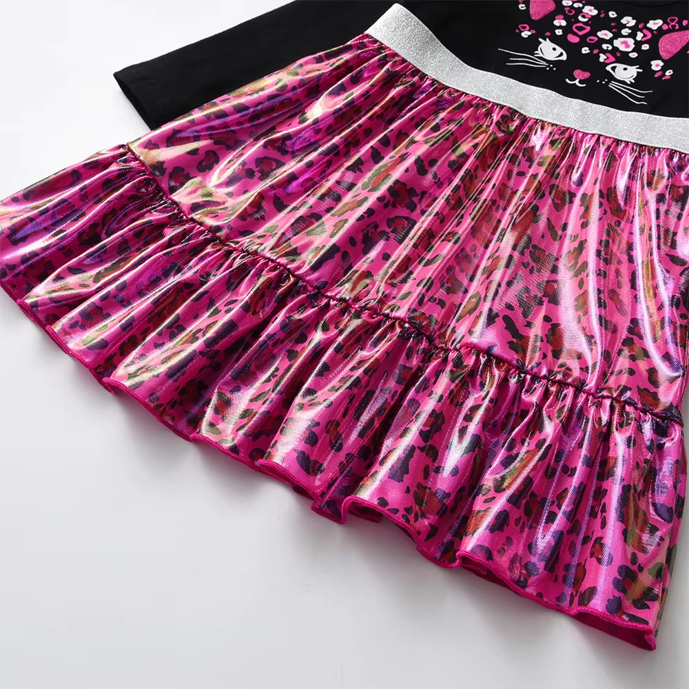 Pink leopard print skirt on a white background