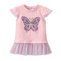 Pink shirt with butterfly design on a white background