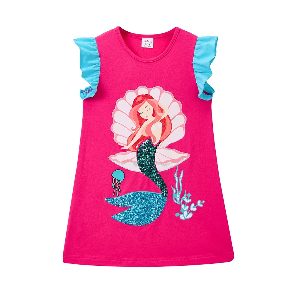 Pink dress with mermaid design on a white background
