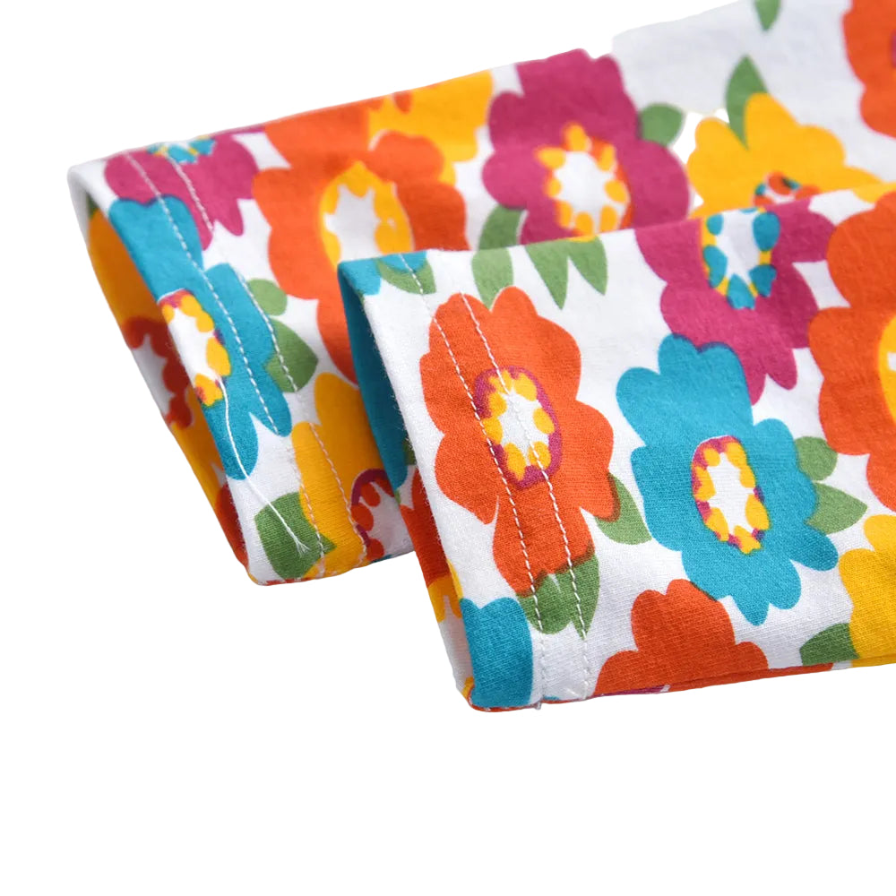 Colorful floral fabric on a white background