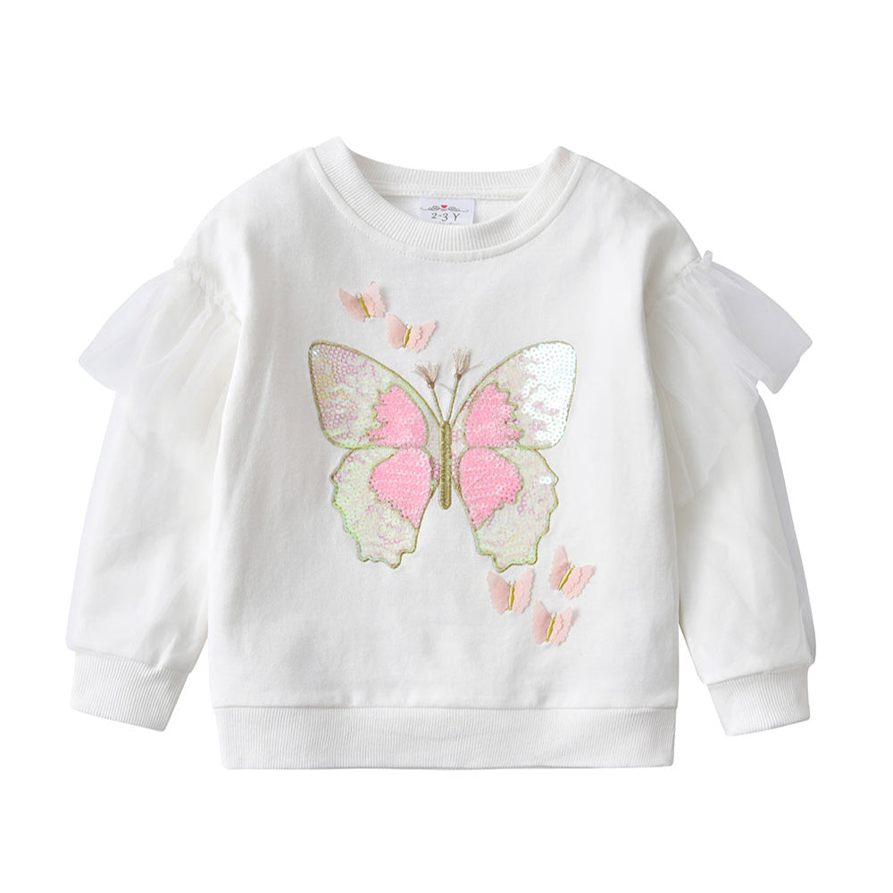Sequined Butterfly Cotton Sweatshirt for Effortless Style