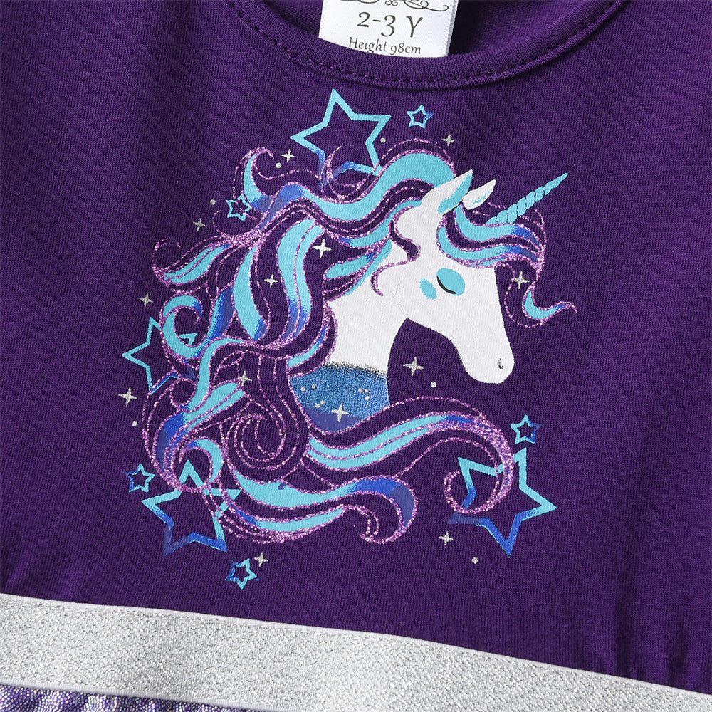 Purple shirt with a unicorn design on a purple background