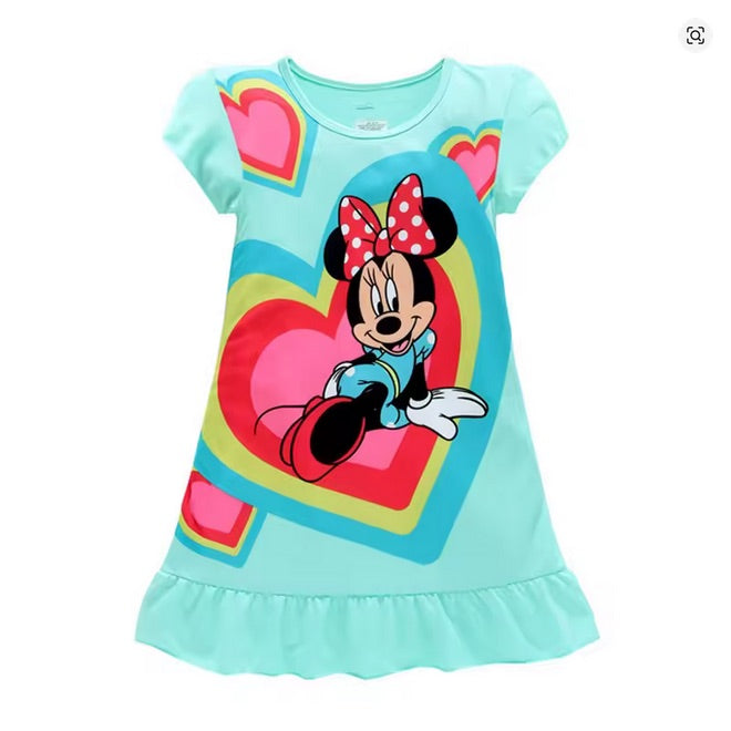 Children's dress with Minnie Mouse design on a white background