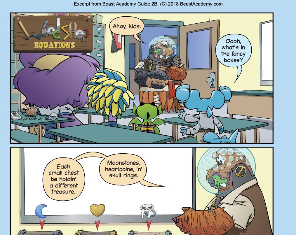 Cartoon scene with characters in a classroom setting on a computer screen.