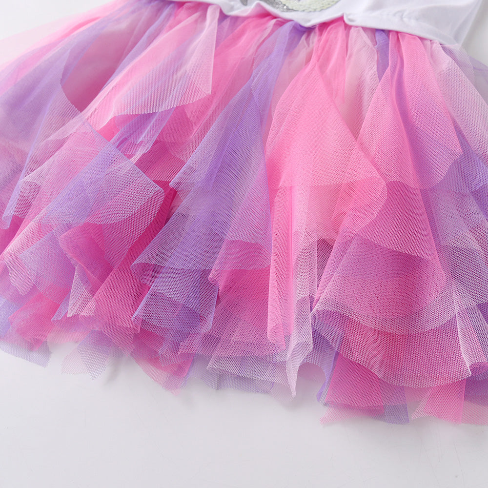 Pink and purple tutu skirt on a white background
