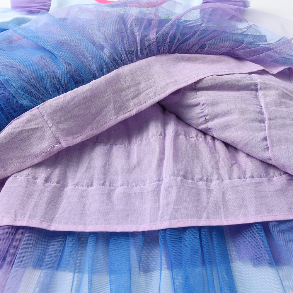 Close-up of a layered fabric with purple and blue colors