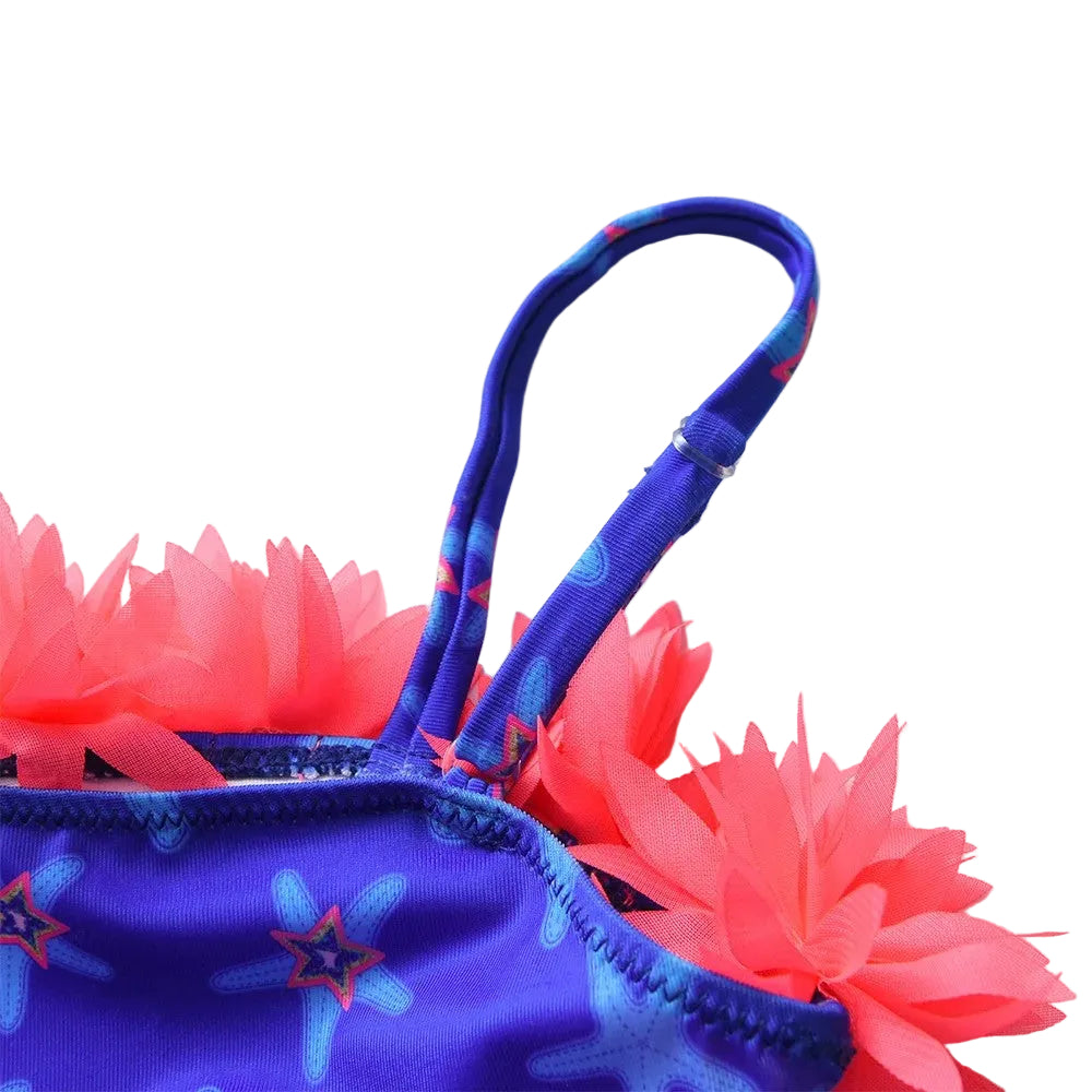 Blue dog muzzle with pink floral design on a white background