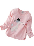 Pink children's sweatshirt with a unicorn design and text on a white background