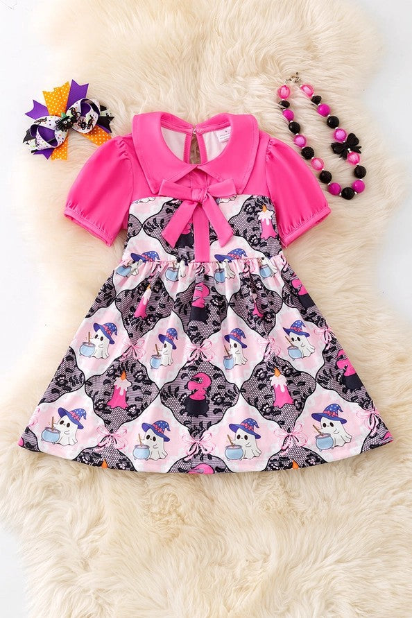 Fuchsia & Lt Pink Ghost Halloween Dress