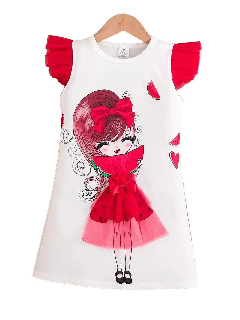 Adorable Watermelon Girl Short Sleeve Shirt for Summer
