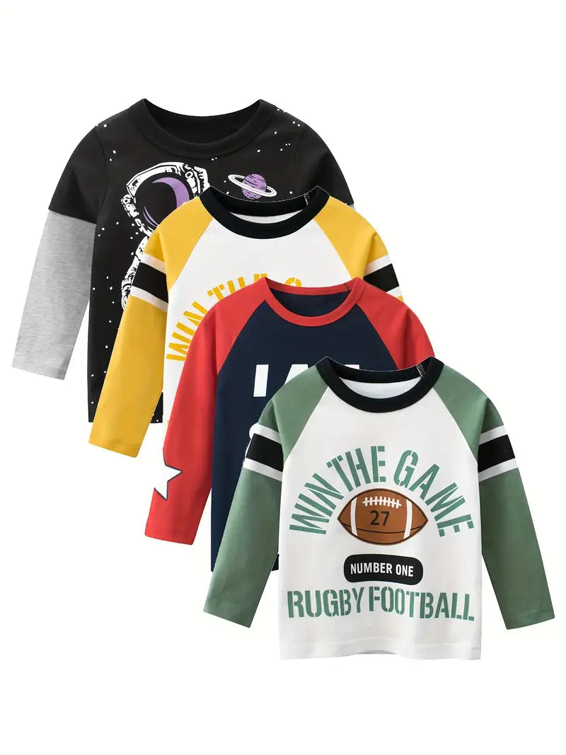 Boys 100% Cotton Long Sleeve Shirts for Spring/Fall