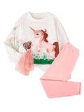 Children's outfit with unicorn and fairy design on a white background
