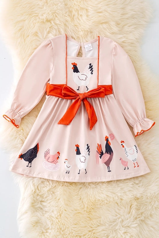 Playful Chicken Printed Dress
