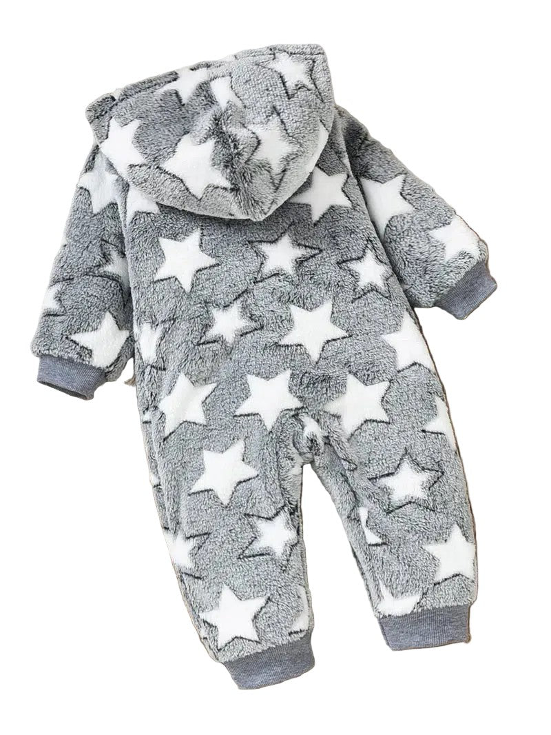 Children's onesie with star pattern on a white background