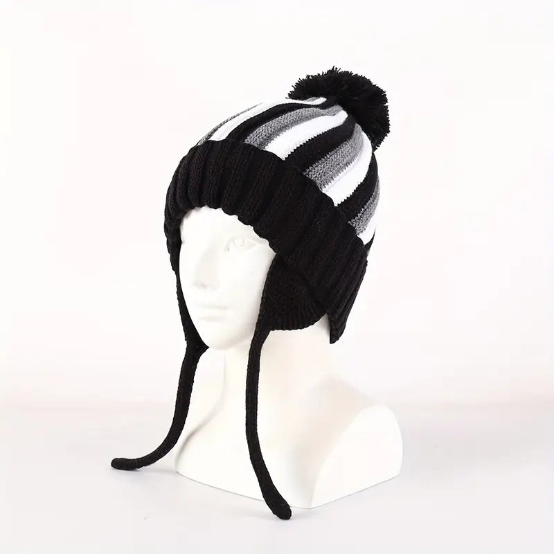 Winter Knit Beanie Hat with Ear Flaps