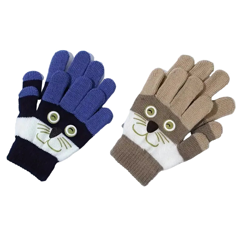 2-4Y Cute Knitted Gloves with Doggy Mustache