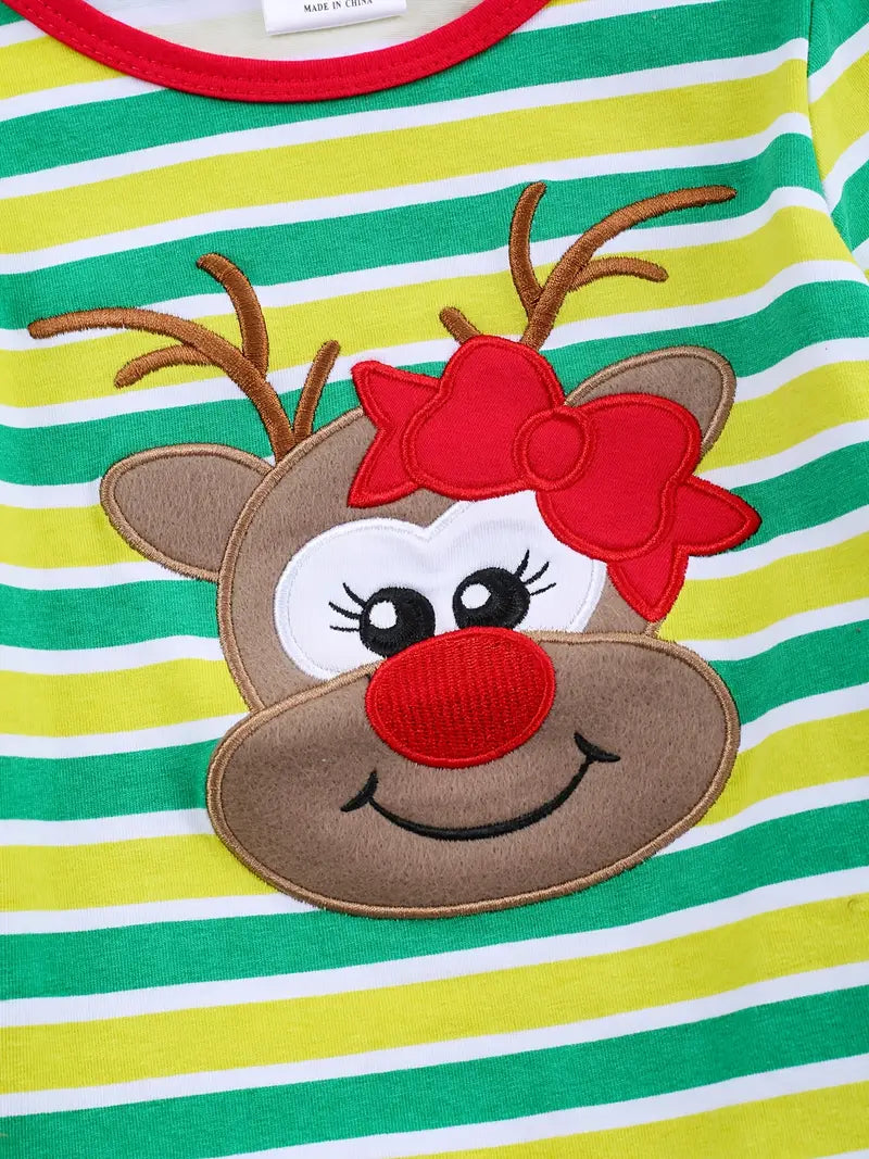 Christmas Elk 2 Piece Outfit for Girl - Festive Fun