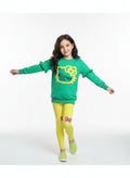 girl model in totoy green and yellow cotton outfit 