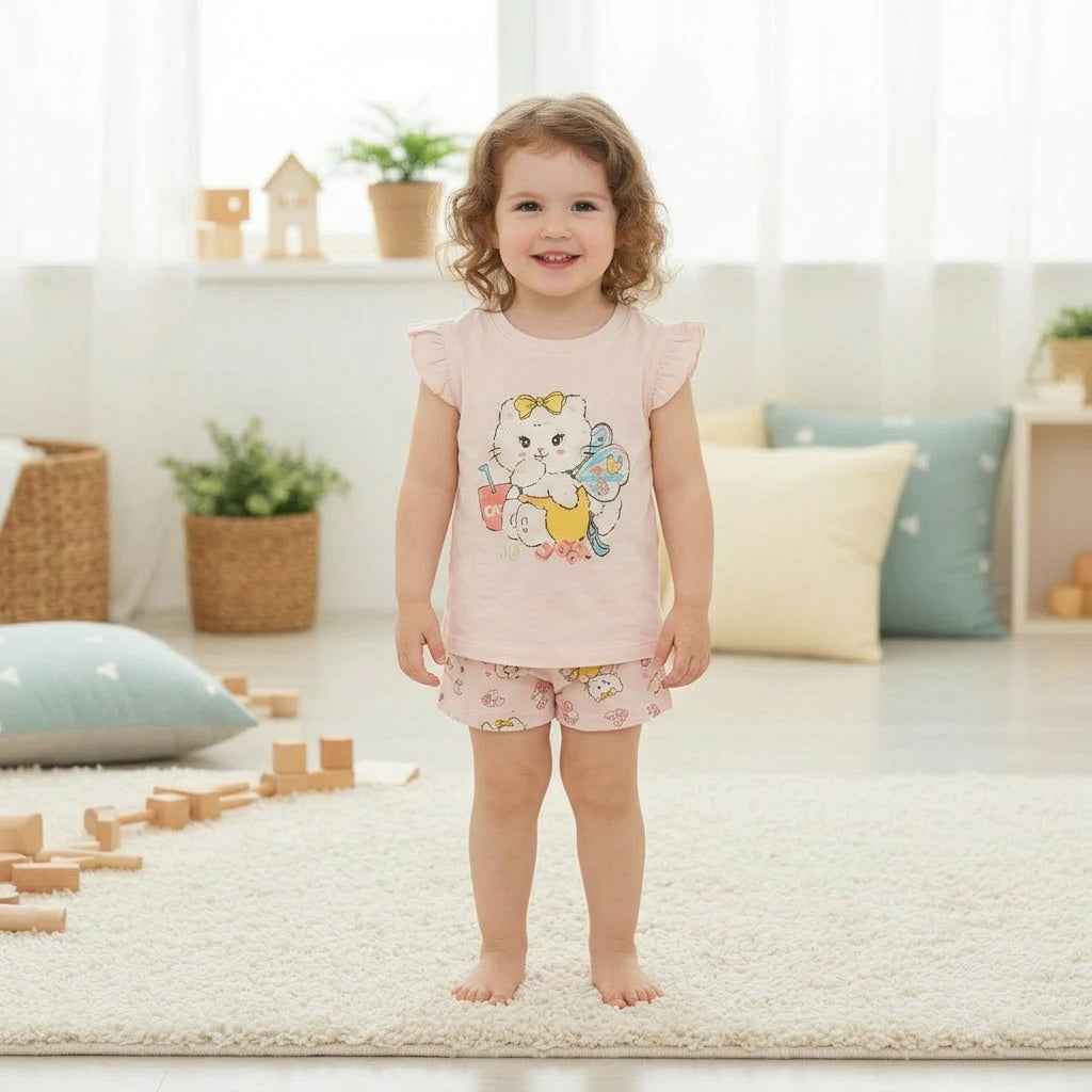 Size 4 Cotton Angel Kitty Two Piece Set