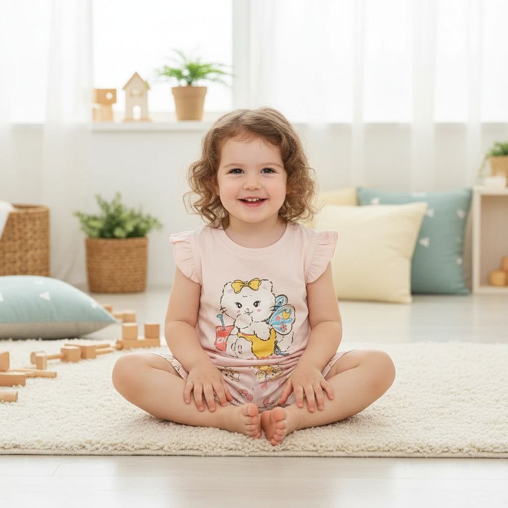 Size 4 Cotton Angel Kitty Two Piece Set