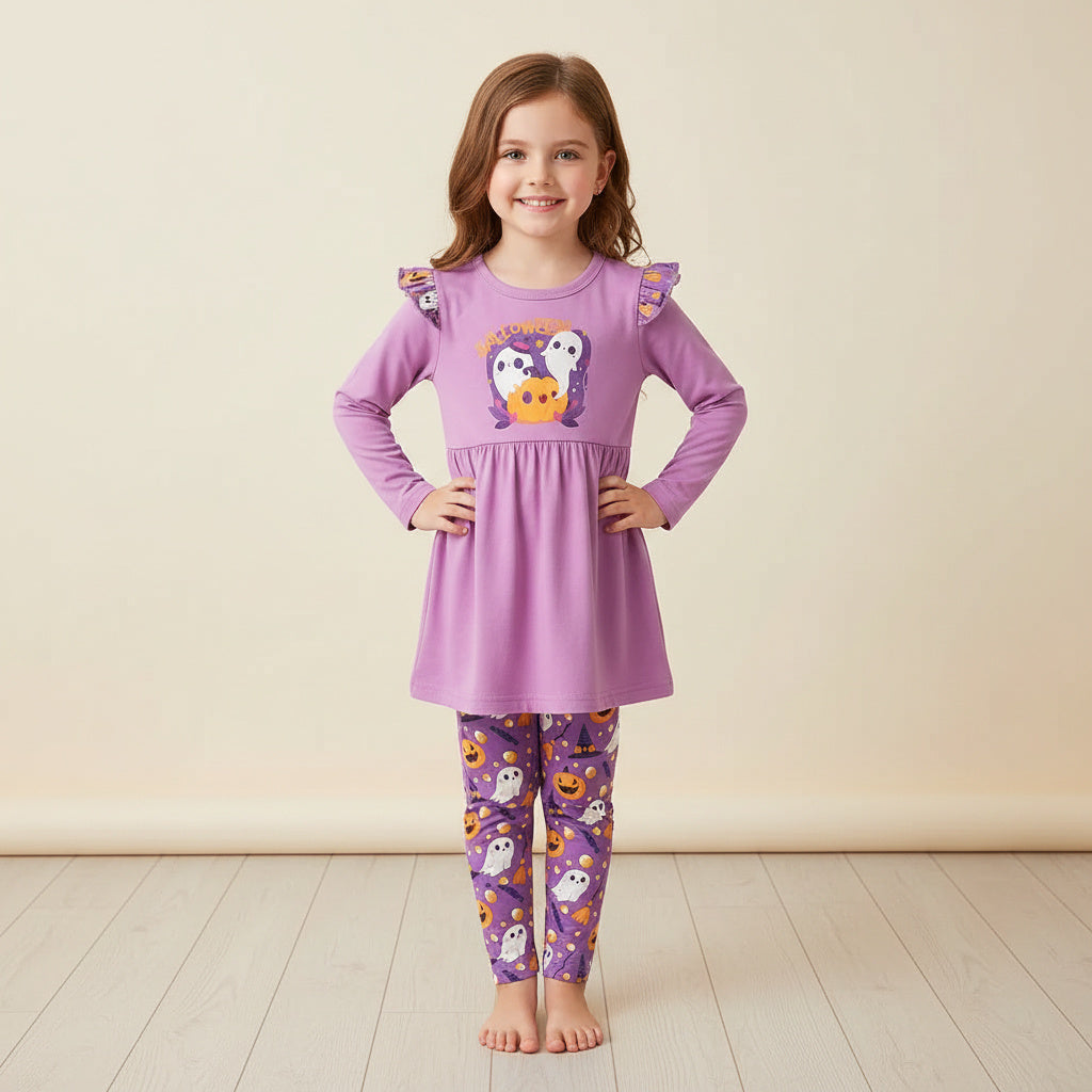 Purple Halloween-themed Two Piece Outfit for Kids
