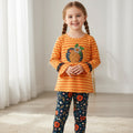 Size 7 Pumpkin Orange and Leafs Outfit for Kids