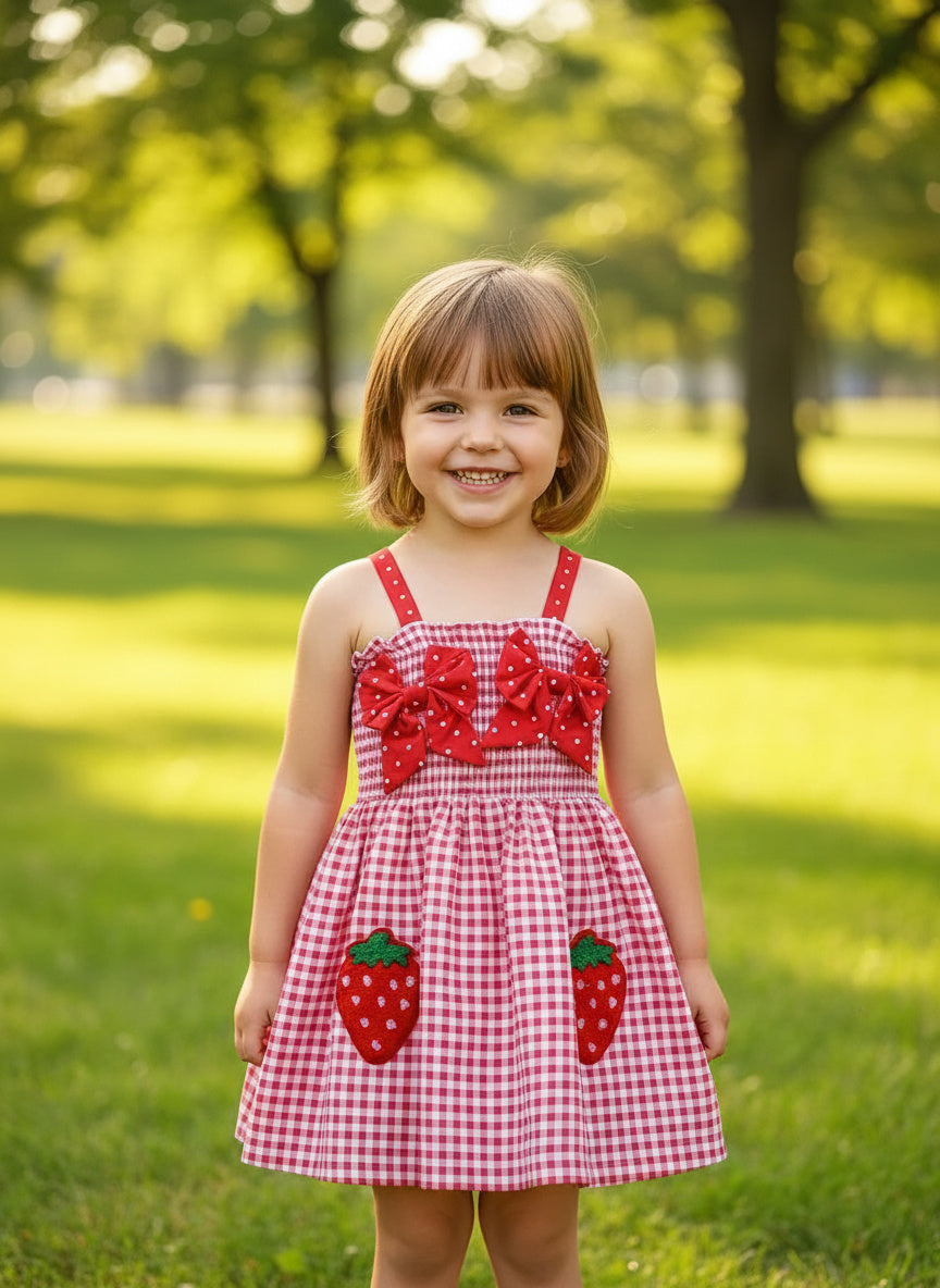 Cute 3D Strawberry Red Casual Dress for Playful Days