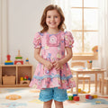 Girls Donut Apple Ruffle Two Piece Set: Cute and Fun