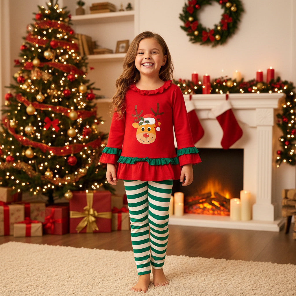 Christmas Elk Two Piece Cotton Outfit