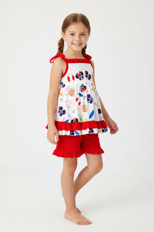 7 & 8 Fun Summer Minnie Red & Blue Set - Cute Look
