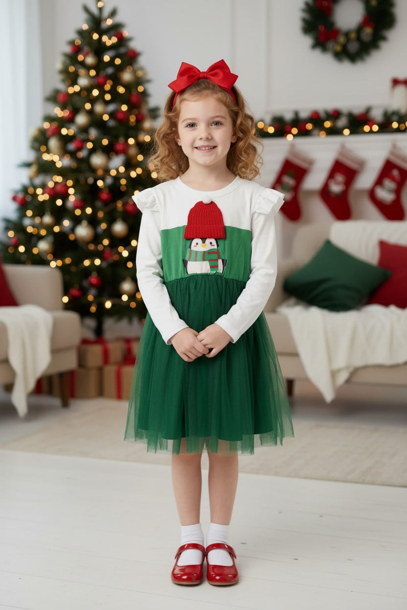 Christmas Penguin Under Hat Cute Dress for Holidays