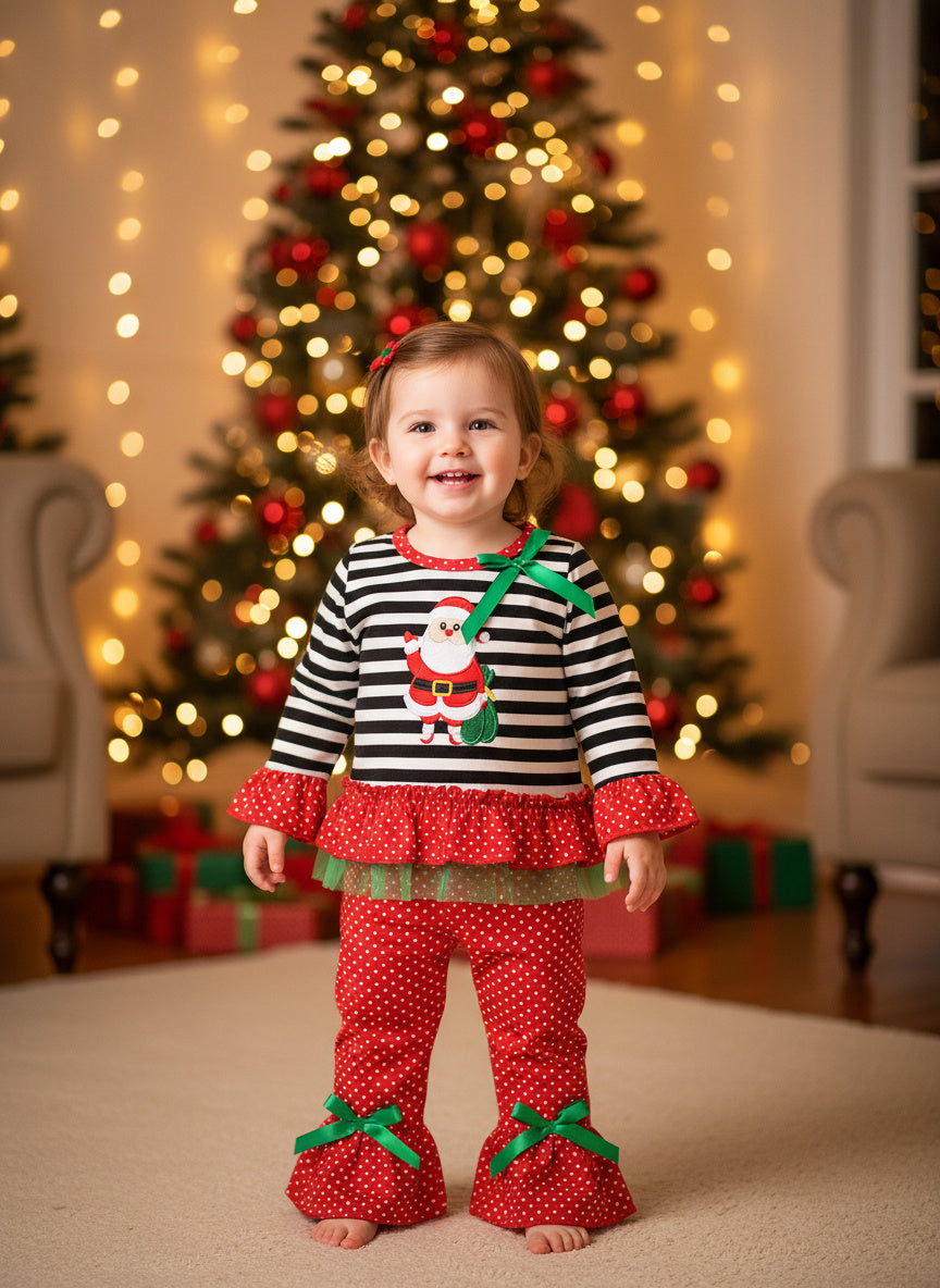 Christmas Set Girls Striped Santa Claus Set – Fun!