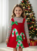 Girls' Stylish Splicing Cane Embroidery Dress for Fun