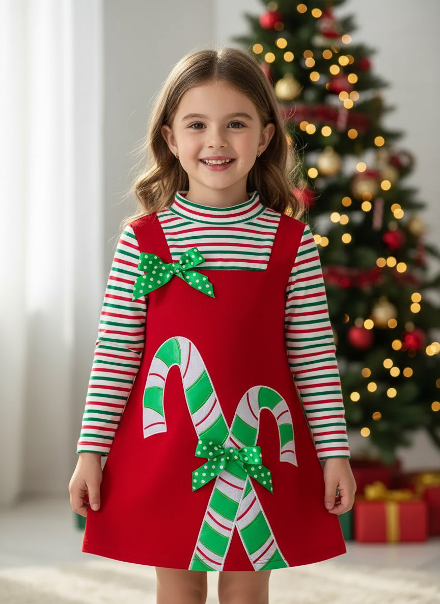 Girls' Stylish Splicing Cane Embroidery Dress for Fun