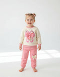 Adorable 3D Bow Long Sleeve Shirt And Pants Outfit