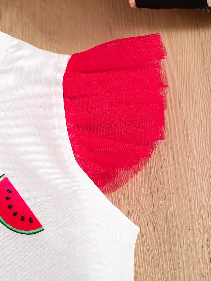 Adorable Watermelon Girl Short Sleeve Shirt for Summer