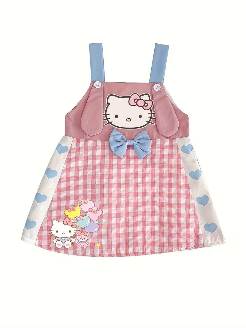 Pink checkered dress with Hello Kitty design on a white background