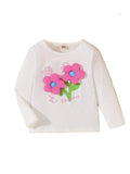 Cotton T-Shirt For Girls With 3D Flower Print - Fun