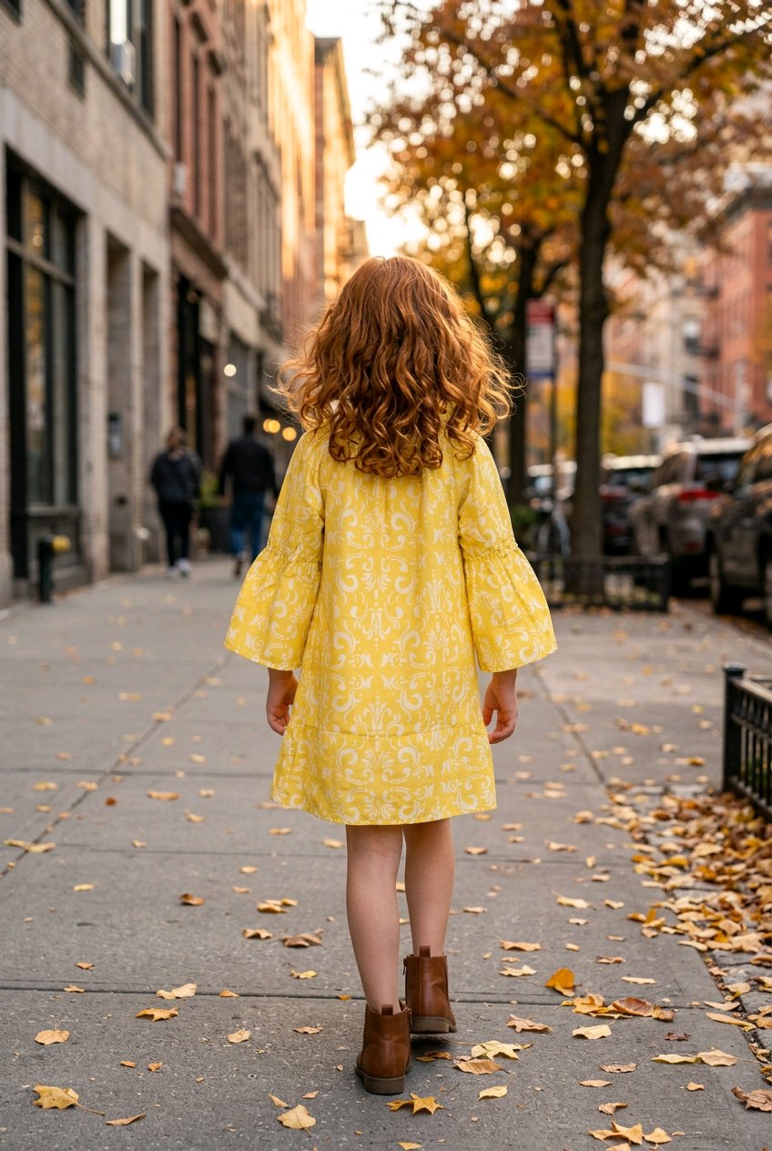 Pumpkin Bow Adorable Cotton Long Sleeve Fall Dress